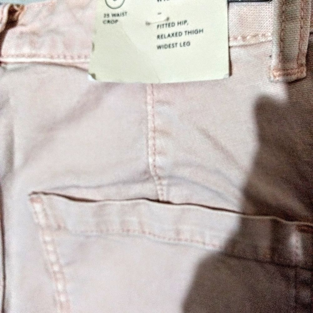 Women's High-Rise Wide Leg Cropped Jeans Pink - Picture 8 of 10